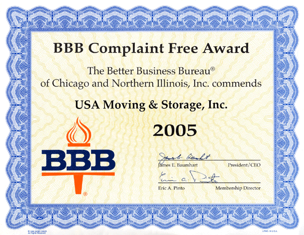 BBB Complaint USA Movig & Storage 2005