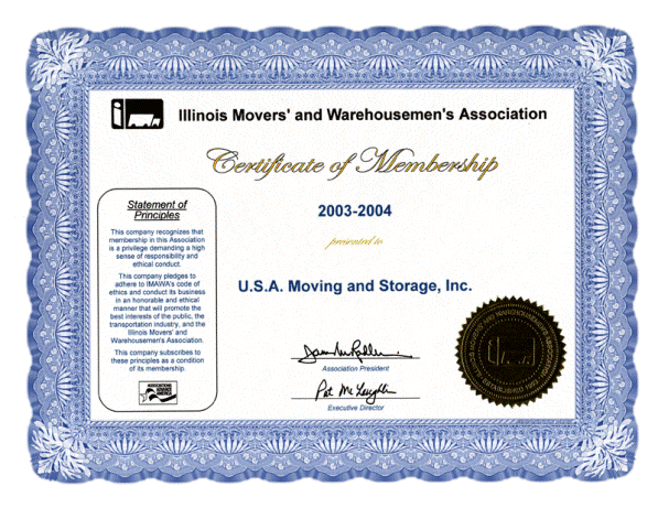 Member of Illinois Movers Association - 2003-2004