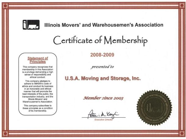 Member of Illinois Movers Association - 2008-2009
