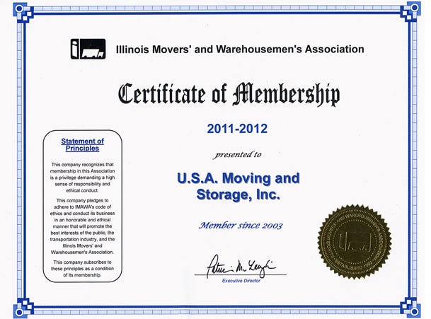 Member of Illinois Movers Association - 2011-2012