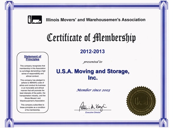 Member of Illinois Movers Association - 2012-2013