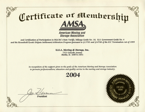 Chicago member of the American Moving and Storage Association - 2004