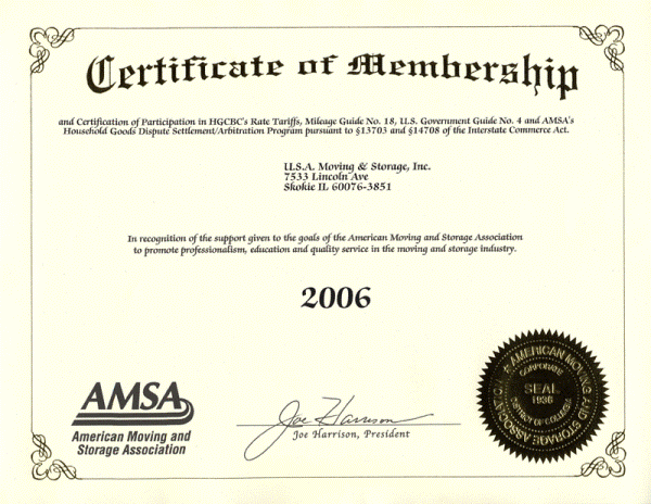 Chicago member of the American Moving and Storage Association - 2006