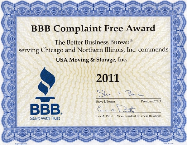 BBB Complaint USA Movig & Storage 2011