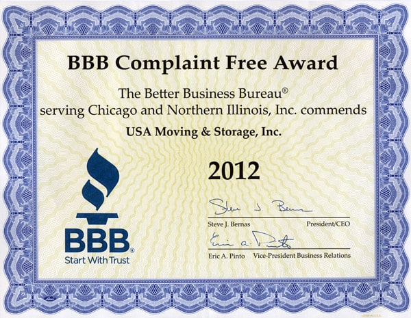 BBB Complaint USA Movig & Storage 2012