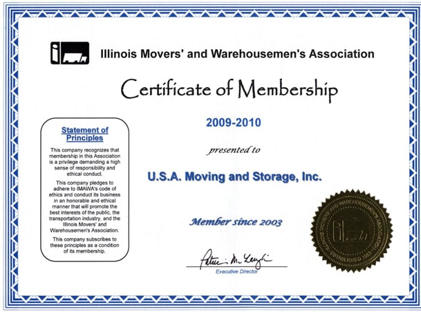 Member of Illinois Movers Association - 2009-2010